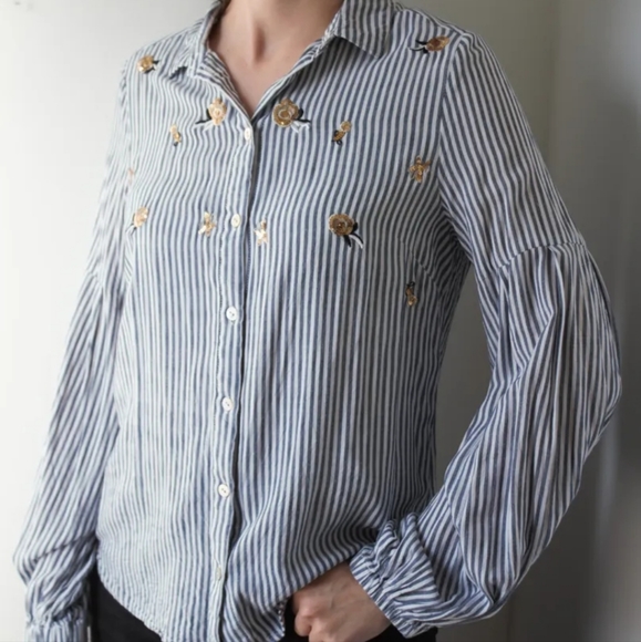 Blouse with sequins details and ball sleeves - Picture 2 of 3